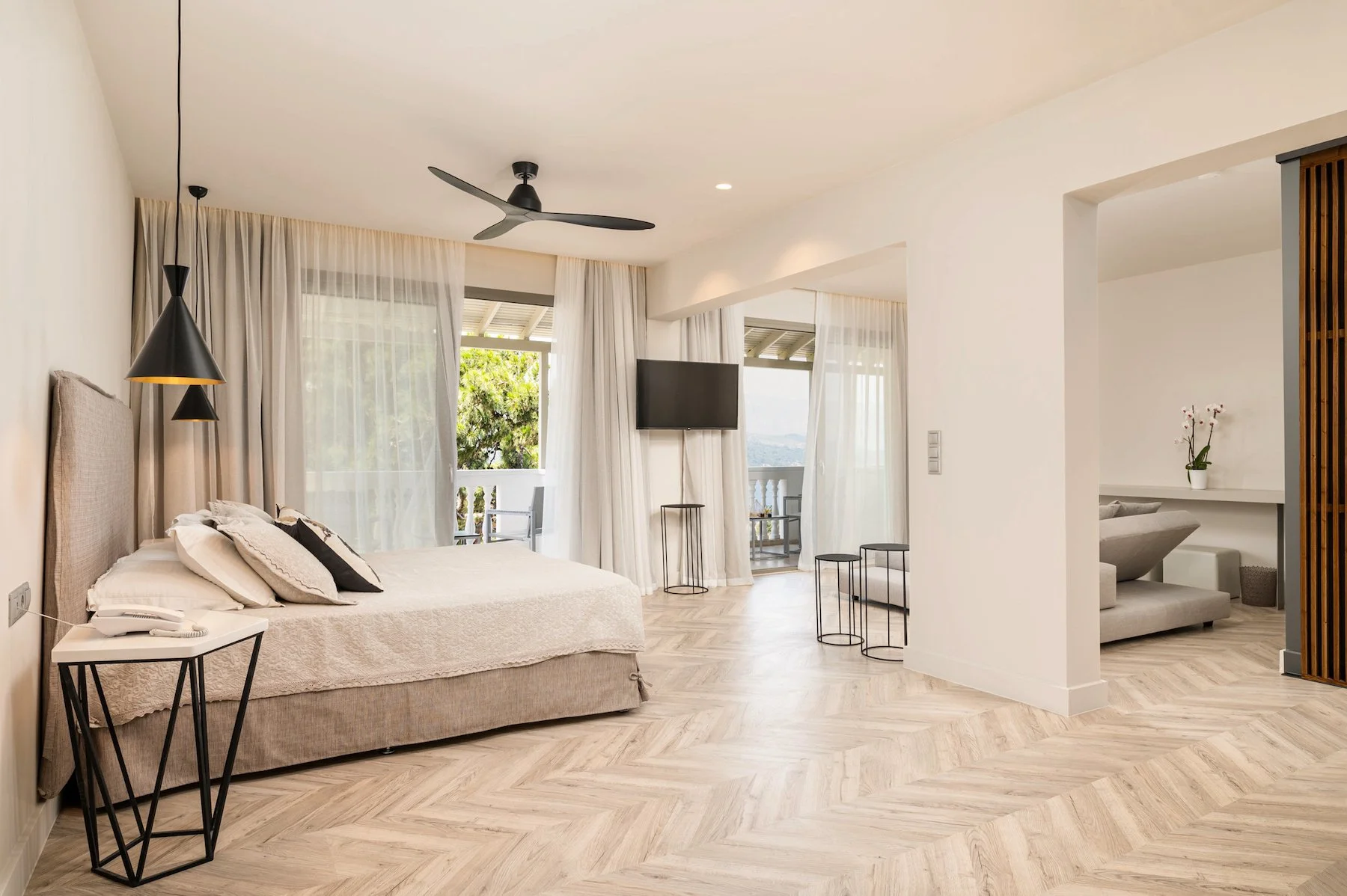 Luxury Suite bedroom at Ino Hotel Samos